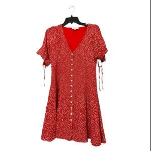 Madewell Red Silk Button Front Mini Dress